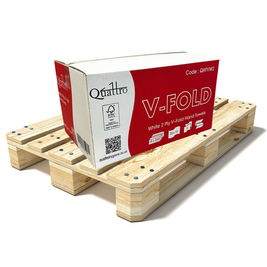 Pallet of Quattro Premium White V-fold Hand towel 2ply 15x200 - 56 Cases