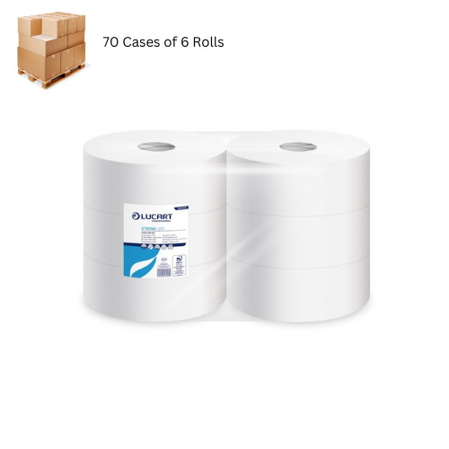 Pallet of 400M PURE Standard JUMBO Toilet Rolls 2.25-inch (6 rolls) - 70 Cases