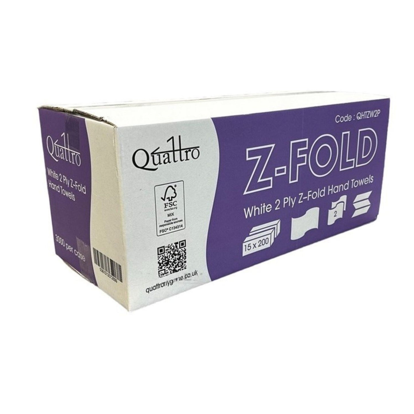 Quattro White Z-fold 2ply Hand Towel 3000/case (QHTZW2)