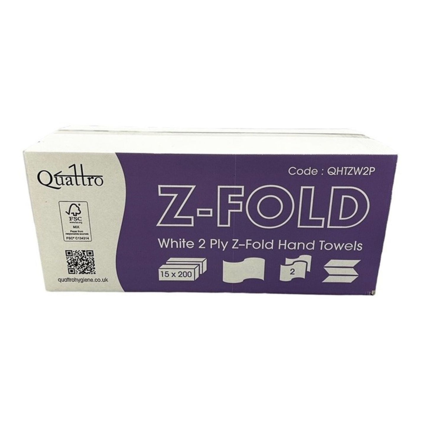 Quattro White Z-fold 2ply Hand Towel 3000/case (QHTZW2)