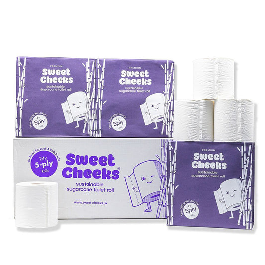 Sweet Cheeks 5ply Sugarcane Toilet Rolls, case of 24 rolls (SCTR5P)