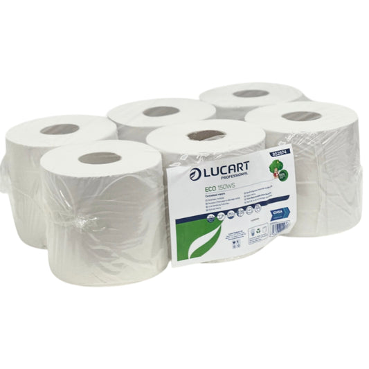 Lucart White Centrefeed 166mm x 150m (Pack of 6) 852674