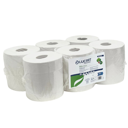 Lucart White Centrefeed Rolls 2ply Flat Sheet 190mm x 180m (Pack of 6) 852502