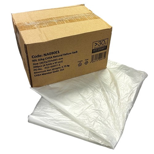 Clear CHSA Medium Duty Refuse Sacks 10kg 737x965mm (200)