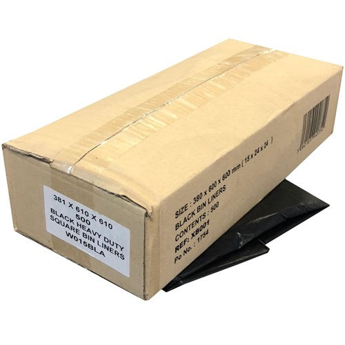 Black Premium Square Bin Liners 24x24" (500)