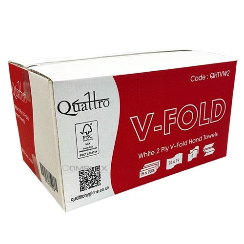 Quattro V-Fold Hand Towel 2ply White (3000 sheets)