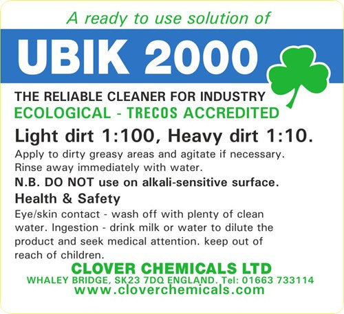 Ubik 2000 Trigger Spray Label (RTU)