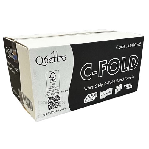 Quattro Premium White 2ply C-fold Hand Towel (2430/case)