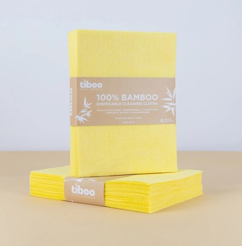 Tiboo Yellow Bamboo Heavy Duty Cloths 60gsm 48x35cm (pack of 25)