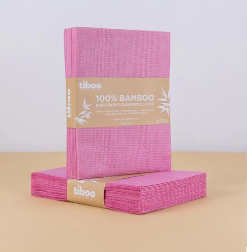 Tiboo Red (pink) Bamboo Heavy Duty Cloths 60gsm 48x35cm (pack of 25)